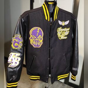 NEW Kobe Bryant LA Lakers World Champion Black Yellow Varsity Jacket SIZE MEDIUM